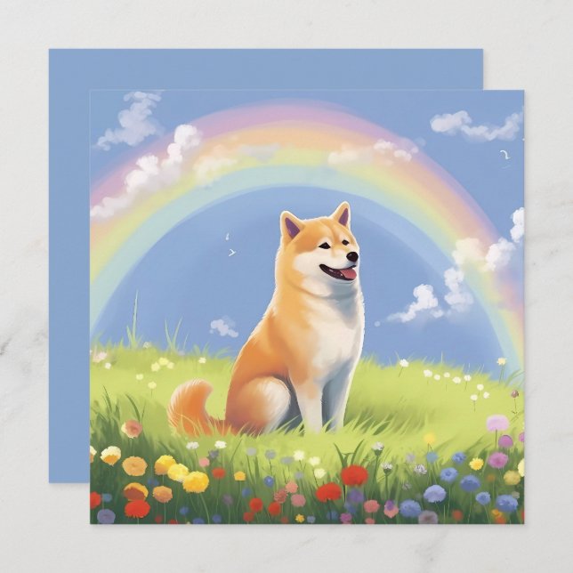 Shiba Inu Rainbow Bridge Custom Dog Name Sympathy (Frente/Verso)
