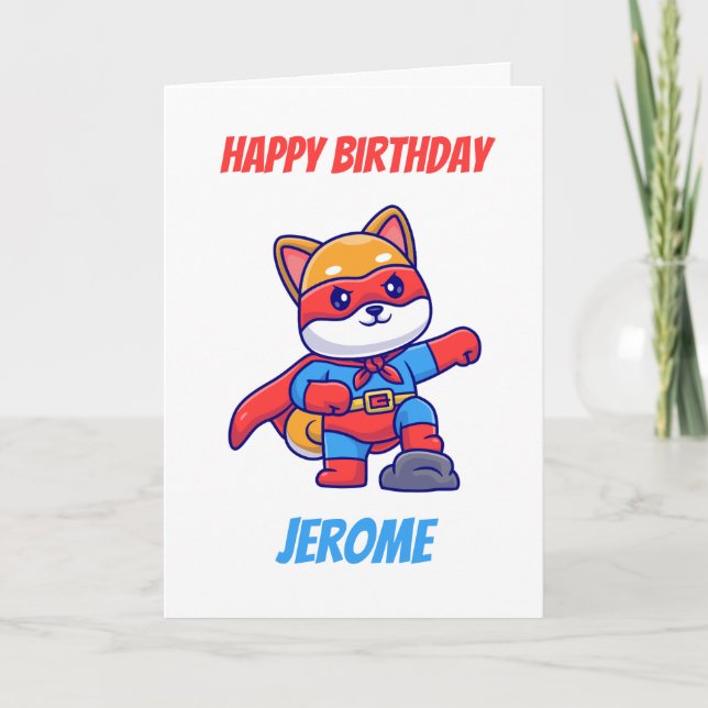 Shiba inu super-heróis crianças cartões de anivers (Frente)