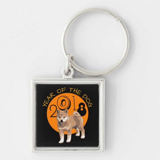 Shiba inu Year of the Dog Birthday Square Chaveiro (Frente)