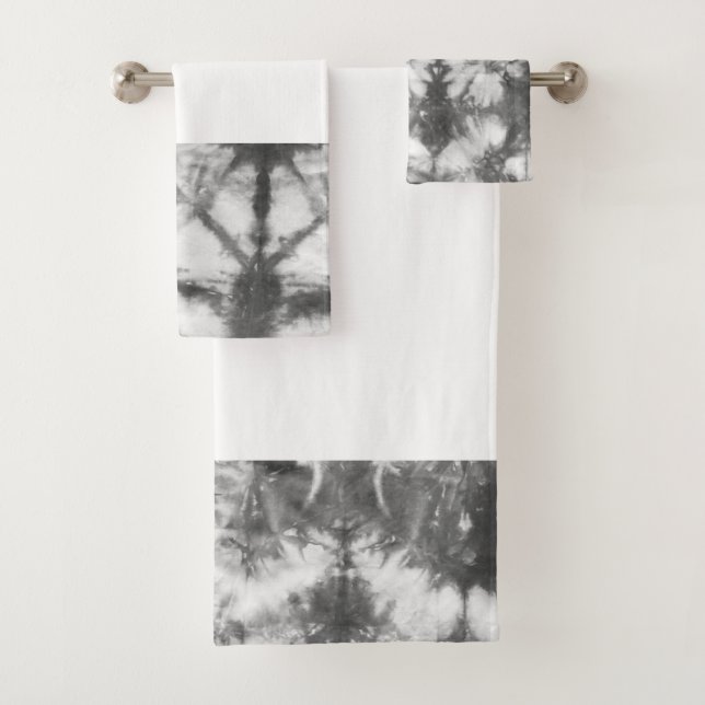 Shibori Black and White Tie Dye Toalha (Insitu)