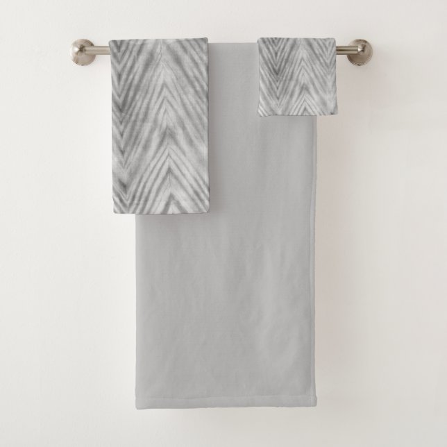 Shibori Dye Cinza Chevron Boho Bath Toalha (Insitu)