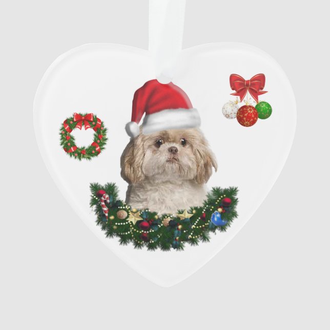 Shih-Tsu Cachorro Itens de Natal Ornamento (Verso)