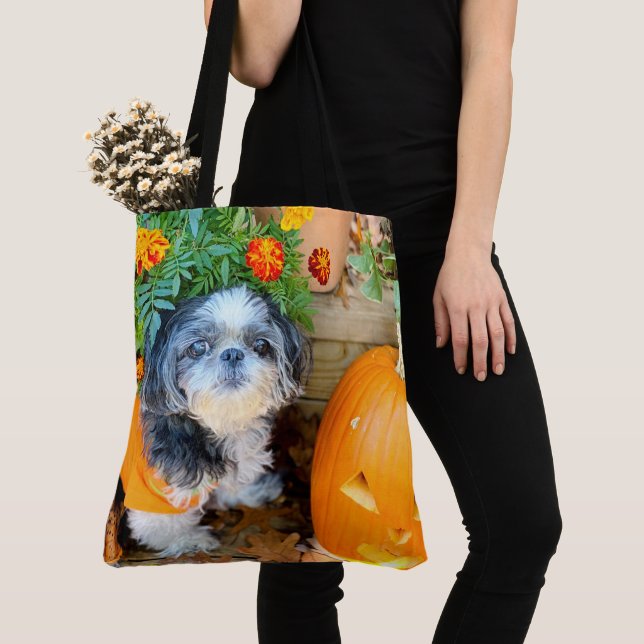 Shih Tzu Dog Large Tote Bag (Close Up)