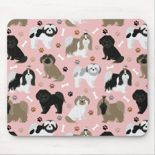 Shih Tzu Dogs Paws e Bones Mouse Pad