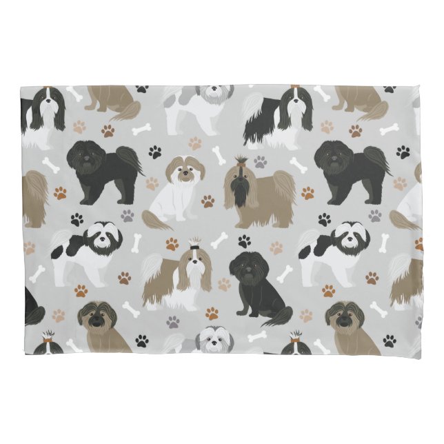 Shih Tzu Dogs Paws e Bones Travesseiro Case (Frente)