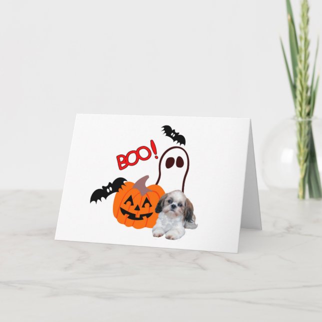 Shih Tzu Halloween Cartão de Saudação (Frente)