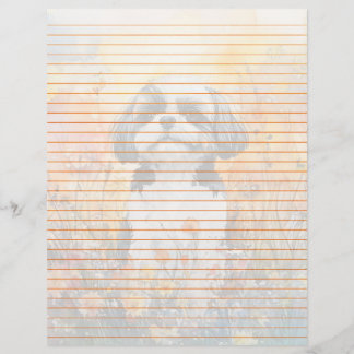 Shih Tzu Lined - Folha de Papel de 8,5" x 11"