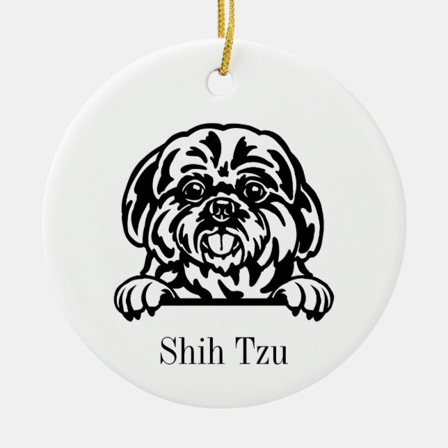 Shih Tzu ornamento de cão (Frente)