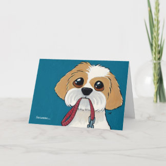 Shih Tzu Puppy com chumbo | Cartões de agradecimen