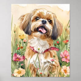 Shih Tzu Retrato Arte - Impressão de Muro de Cacho