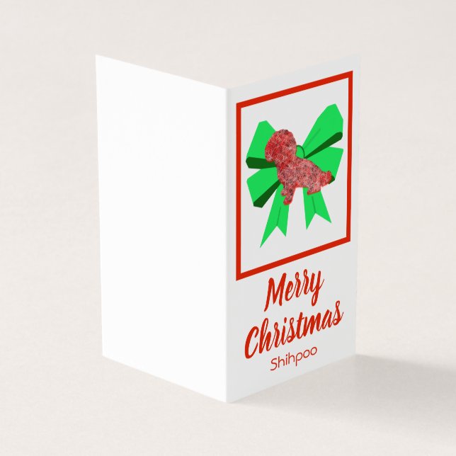 Shihpoo Silhouette Christmas Dog & Green Arco Gift (Exterior)