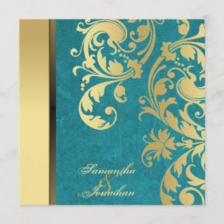 Shimmer Dourado da cerceta do convite do casamento