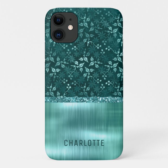 Shimmer Glitter Floral Moderno Personalizado (Verso)