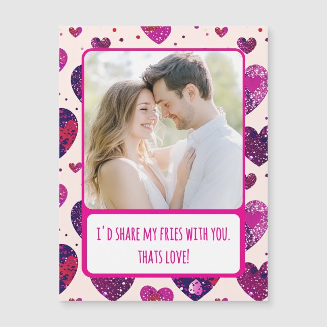 Shimmer Purple Heart Compartilha Meu Cartão Magnét (Frente)