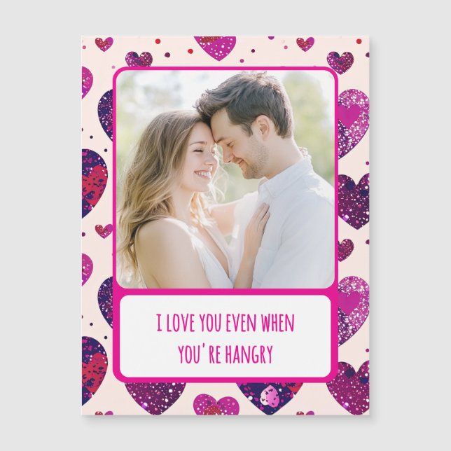 Shimmer Purple Heart Você é Hangry Magnetic Card (Frente)