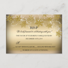 Shimmer Snowflake RSVP de Férias de Natal Dourado