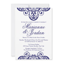 Shimmering Sapphire Ornamentado Casamento Convites