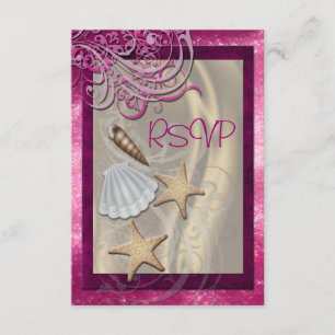 Shimmering Seashell Pink Beach Rsvp Convite