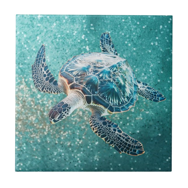 Shimmering Turquoise Sea Turtle | Coastal (Frente)