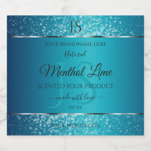 Shimmery Teal com Rótulos de Produto de Iniciais d