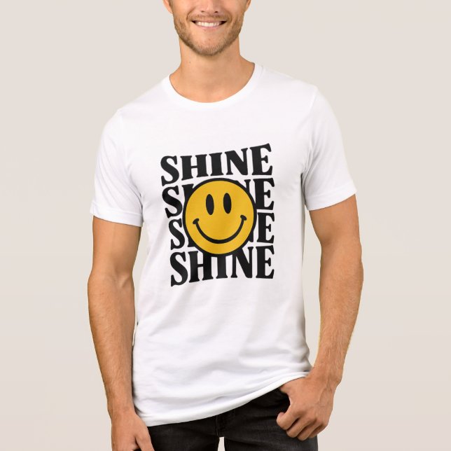 SHINE Retro Smiley Face Bold Typography Tee (Frente)