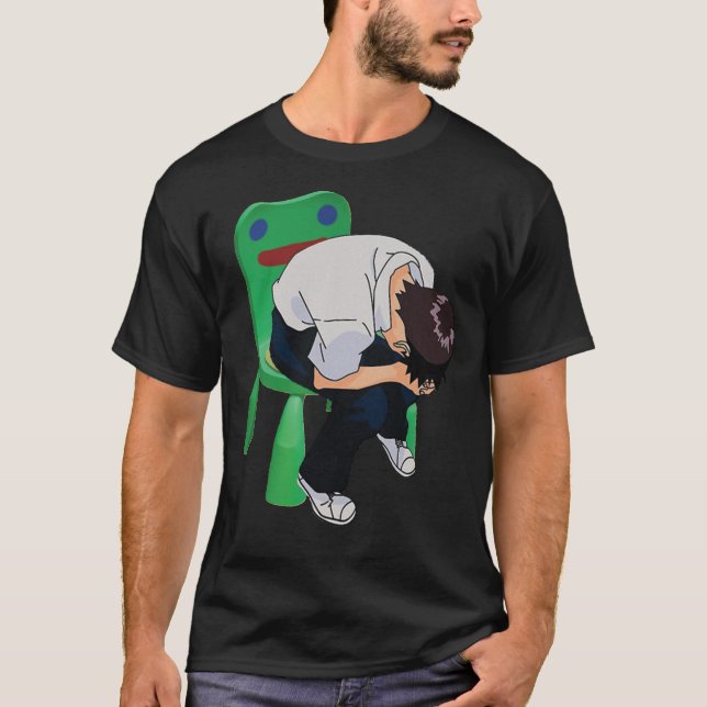 Shinji Ikari na camiseta Clássica Cadeira de Rã (Frente)
