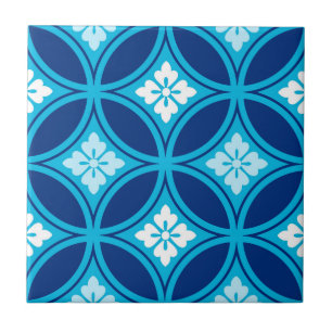 Shippo com Motivo Floral, Azul Índigo Profundo