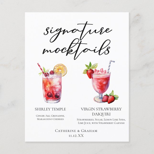 Shirley Temple Strawberry Daiquiri Mocktails Menu (Frente)