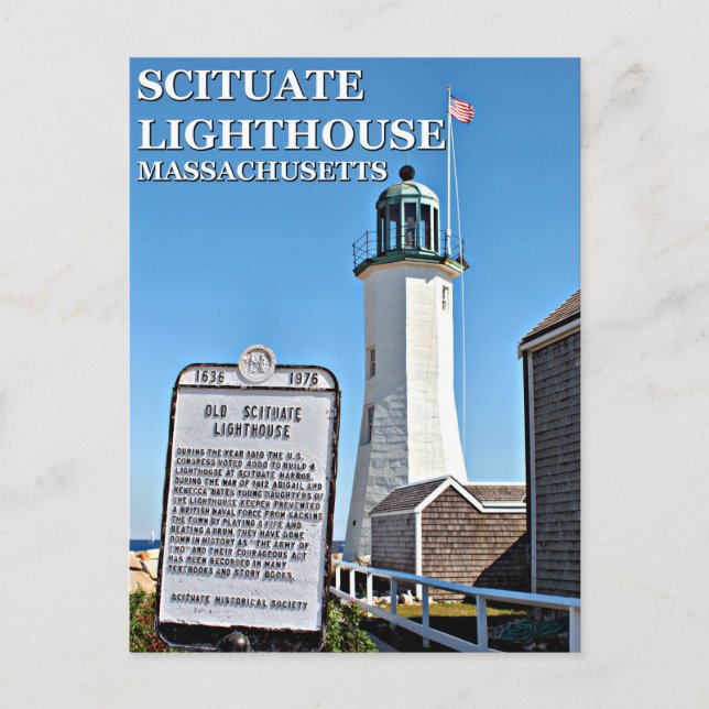 Shituate Lighthouse, cartão postal de Massachusett (Frente)