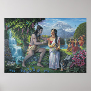 Shiva e Parvati -36 x 24 dentro. Impressão