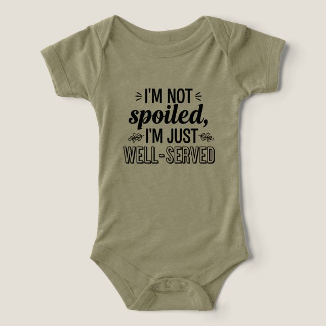 Short Sleeve Baby Bodysuit – Green, Fun Quote (Design frontal)