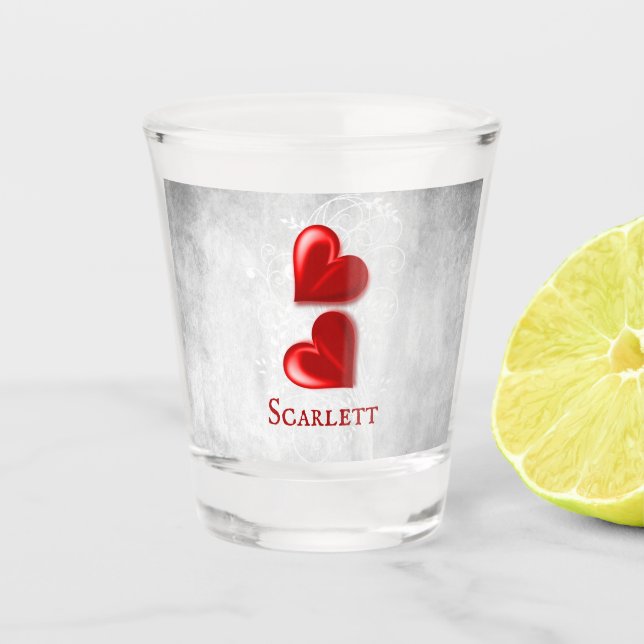 Shot Copo Personalizado de Corações Vermelhos (Frente)