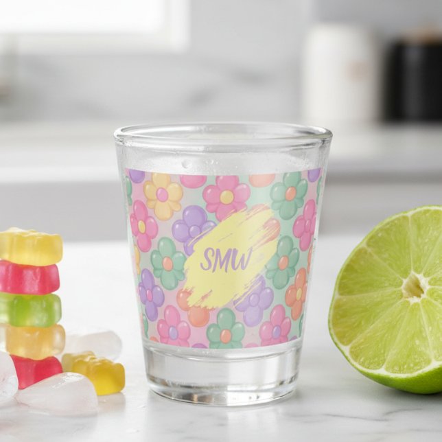 Shot Copo Personalizado de Flor de Bala de Goma (Gummy Candy Floral Personalized Shot Glass)
