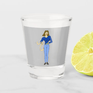 Shot garota com um copo de cauda