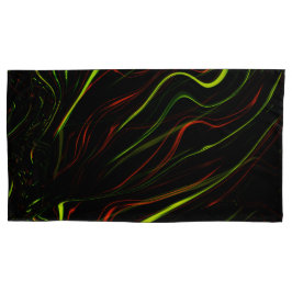 Showy green and red long wavy traces on black fund