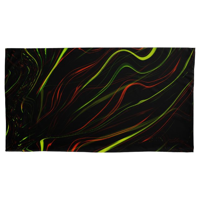 Showy green and red long wavy traces on black fund (Frente-Esquerda)