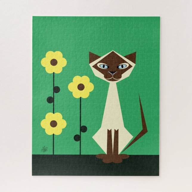 Siamês Gométrico Design Jigsera Quebra-cabeça (Vertical)