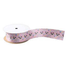 Siamese Cat Birthday Satin Ribbon in Pink