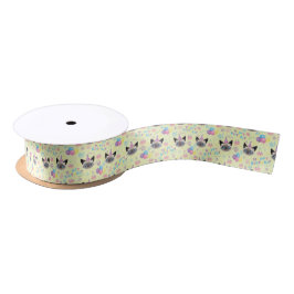 Siamese Cat Birthday Satin Ribbon in Yellow
