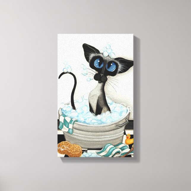 Siamese Cat por BihrLe Bath Canvas Art (Frente)