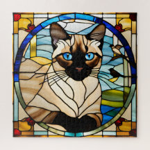 Siamese Cat Sgot Glass Quebra-cabeça