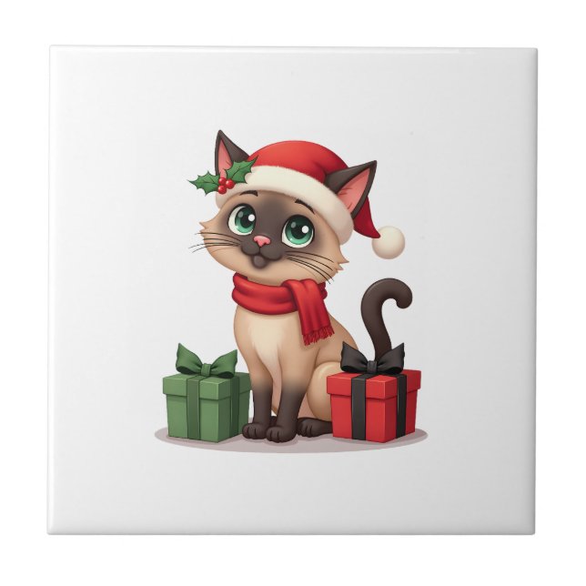 Siamese Cat Xmas Holiday Santa Siamese Cat Christm (Frente)