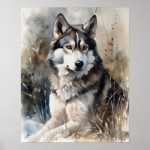 Siberian Husky Dog Art Impressão Poster