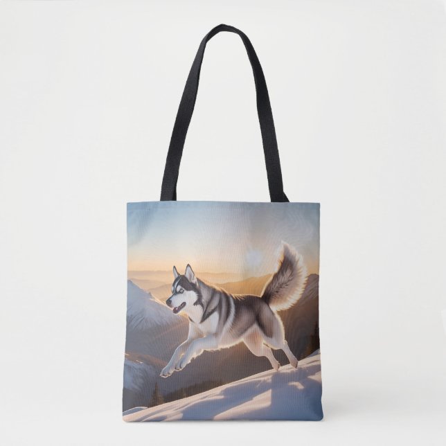 Siberian Husky Elegant Canvas Tote Bag (Frente)