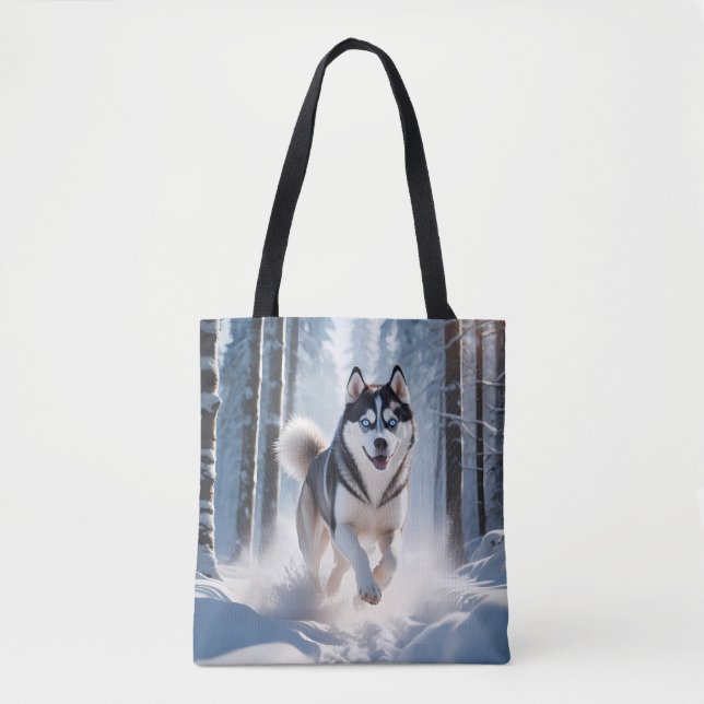 Siberian Husky Elegant Canvas Tote Bag (Frente)
