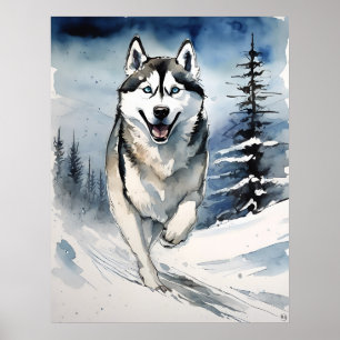 Siberian Husky - Impressão de Arte Canina
