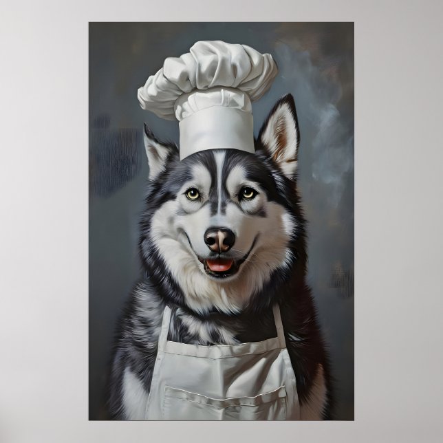 Siberian Husky In Chefs Hat Poster, Pet Poster (Frente)