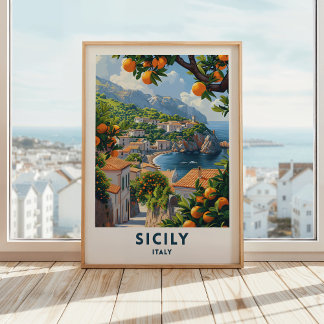 Sicília Itália Viagem Impressão Poster Arte em Par