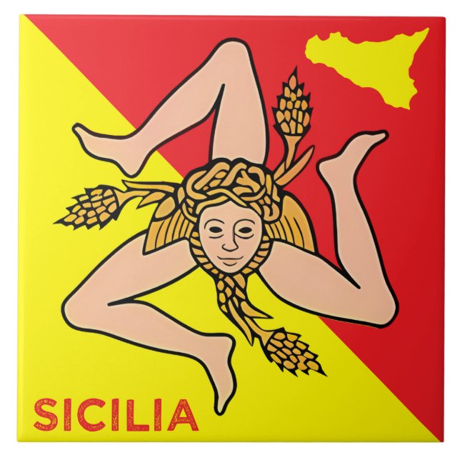 Sicilia Trinacria Sicilian Flag design (Frente)
