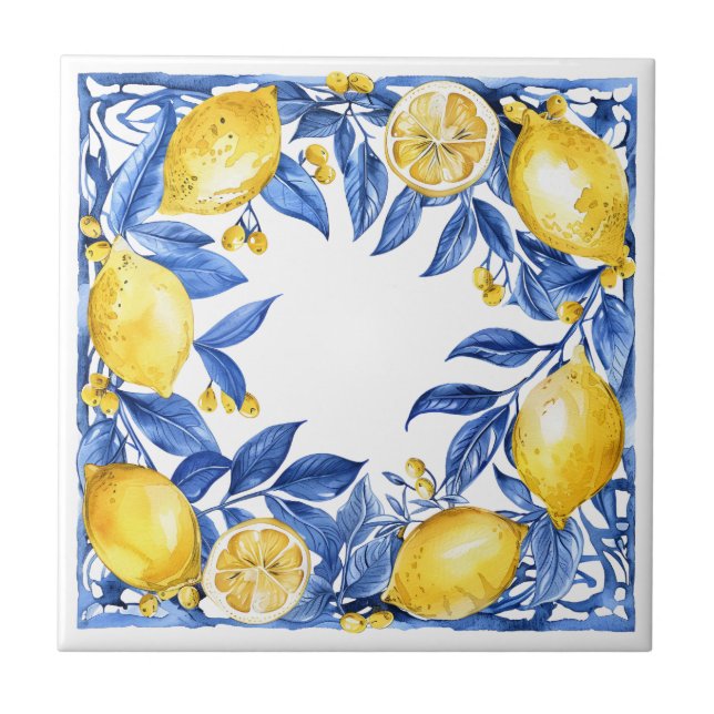 Sicilian Lemon Tiles Pattern Mediterranean Dolce  (Frente)